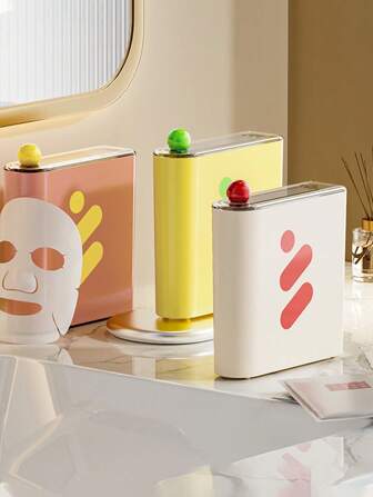 1个多巴胺色彩创意奢华面膜收纳盒，多功能冰箱冷冻室收纳盒带盖，桌面化妆品收纳盒