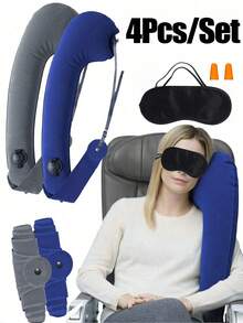 4Pcs/Set Simple Foldable Travel Pillow, Lightweight Portable Travel Accessories For Car Airplane Sea, Travel Pillow - First Neck Pillow With An Arm-Sling! Supports The Head, Body, And Arms, Providing The Leaning Support. Perfectly Balanced Sleep System Anywhere! Bag For School School Accessories School Stuff - Multicolor - View 1