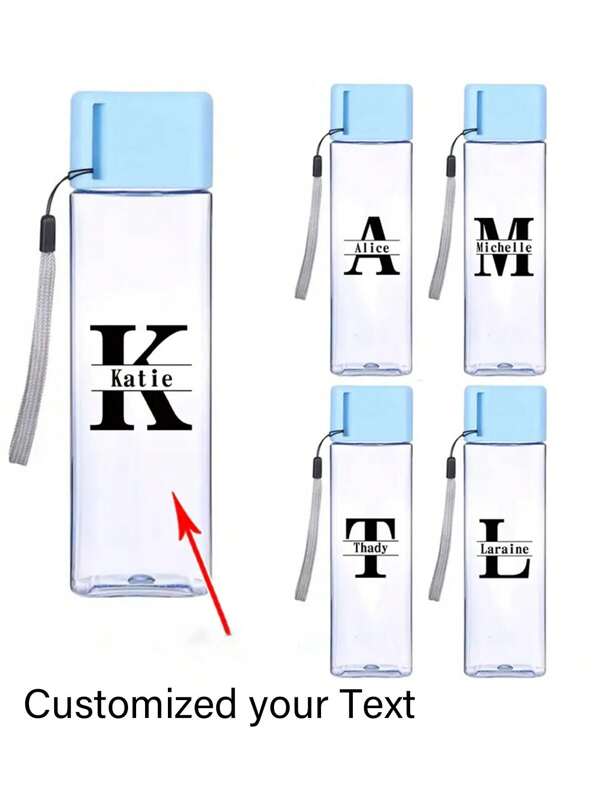 1pc Customized Text Transparent Water Bottle, Multiple Colors Available, Leakproof, Portable For Outdoor, Durable And Fashionable, Suitable For Outdoor, Gym And Travel Use, Stylish, Minimalist, Colorful, Personalized Modern Design, Ideal Choice For All Seasons, Camping, Travel, Unique Personalized Gift For Him, Her, Boyfriend, Multi-Functional, Custom, For Valentine's Day, For Mother's Day, For Birthdays, For Father's Day, For Graduation, For Weddings, For Housewarming