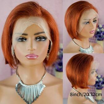 Pixie rak spetsperuk Förplockat människohår peruker kort med babyhår Bob 13*4 peruker limlös kort peruk lockigt brasilianskt remyhår 8 tum kort Pixie Cut Bob peruk rakt människohår 150 % densitet limlös spets frontal peruk för förplockad med babyhår naturligt hårlinje