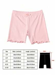 5 Girls Solid Color Bowknot Panties, Ruffled Safety Shorts, Suitable For Daily Life