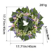 1pc 17.7 Inch Artificial Lavender Wreath, Dead Branches Decor Wreath, Purple Romantic Wedding Party Photography Accessory