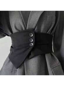 1PC Lady Black PU Knoop Taille Jas Eenvoudige Asymmetrische Riem, Geschikt Voor Dagelijkse Draag Taille Trainervrouwen Korset Riem Accessoires Voor Dames Voor Jurk Western Cowboy Cowgirl Country Wear Vintage Zwarte Riem