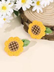 2pcs Sunflower Hair Clips For Girls Yellow Flower Hair Clips Summer Hair Accessories Claw Clips Hair Claws Hair Barrettes - Multicolor - View 2