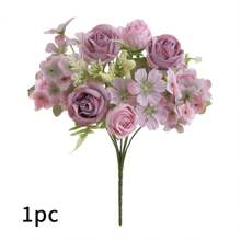 1/4 Peças Buquê de Flores Artificiais Realistas, Rosas Falsas Reutilizáveis Crisântemos Hortênsias Buquês com Haste, Decoração de Sala de Casa, Arranjos Florais Artificiais Centrais, Decoração de Jardim e Quintal Externo, Decoração de Casamento, Aniversário e Chá de Panela - Sem Recipiente, Decoração de Outono