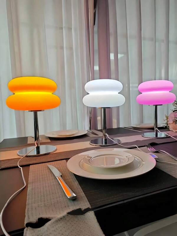 1 pieza Lámpara de Hamburguesa, Luz de Ambiente Creativa LED para Dormitorio, Lámpara de Mesita, Luz de Decoración para Sala de Estar, Base de Metal, 3 Colores Ajustables de Brillo, Regulable, Alimentación por USB