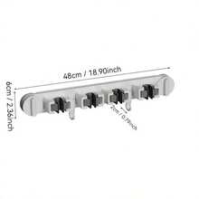 Wall Mounted Mop Holder Clip, No Drill Bathroom Hanger Hook, Storage Organizer Rack With Suction Cup