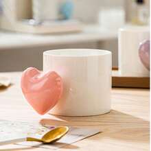 Cute Heart Shape Ceramic Mug, High Aesthetic Value Gifts, Household Couple Mugs, Coffee Cups, Milk Cups, Large Capacity 330ml - Multiple Selection - View 7