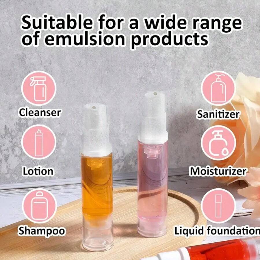 4-5pcs 10ml Airless Lotion Pump Bottles, Travel Size Cosmetic Containers For DIY Foundation, Cosmetics, Gel, Essence, Toner, Moisturizer, Refillable