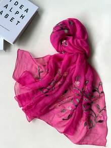 1pc Minimalist Elegant Delicate Embroidered Multi-Color Fashion Party/Travel Lightweight Scarf Shawl For Women, Spring/Summer - Multicolor - View 7