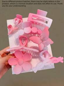 Set de 8 pinzas para el cabello de color rosa soñador, incluye diseños de flor, mariposa y formas geométricas minimalistas en tonos de rosa degradado y sólido, suaves y atractivos, fáciles de crear peinados dulces - Adecuado para niñas y mujeres, esencial para el peinado diario, accesorios para el cabello de otoño para todas las estaciones, pinzas de moda elegantes para el cabello de invierno para looks de vacaciones