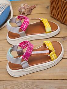 1 Pair Summer Unisex Kids Adjustable Strap Open Toe Flat Casual Non-Slip Beach Sports Sandals