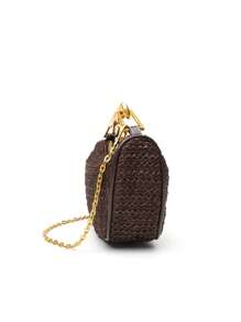 Summer Rattan Half-Moon Beach Straw Shoulder Bags Women's Straw Bucket Bag Purse Woven Straw Handbags Casual Tote Crossbody Bag