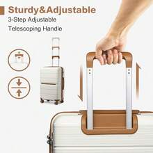 2025's Hottt-British Traveller Suitcase Carry On Hand Cabin Luggage Lightweight Hard S PP Suitcase  4 Ner Wheels TSA Lock 20" 24" 28" Travel Trolley Case(3 Pcs Set, Cream White)-3Pcs Set Cream White - Bildfarbe - View 4