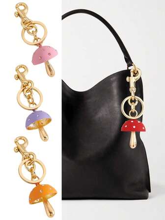 1 件可爱蘑菇钥匙扣，闪亮水钻蘑菇吊坠，可爱钥匙圈礼物，适合女士钱包和包包汽车配件包包吊饰