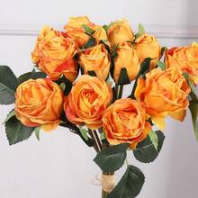 16 Heads Artificial Ranunculus Flower 4Pcs Silk Flowers Buttercup For Home Wedding Decoration Floral Creation Flower Arrangement DIY Project Outdoor Decor - 42-head yellow - 查看 6