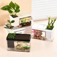 1 Stück multifunktionaler transparenter Schreibtischaquarium und Blumentopf - Doppelnutzung, geeignet für kleine Goldfische und Amphibien - Mini Kampffischbecken, Büro Schreibtisch Kleinfischbecken, Stifthalter Aufbewahrungsfischbecken - Schaffe eine andere Schreibtischlandschaft