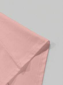 Camiseta de manga corta con cuello redondo, rosa y con estampa de conejo y letras de moda, para uso casual y para ir al trabajo