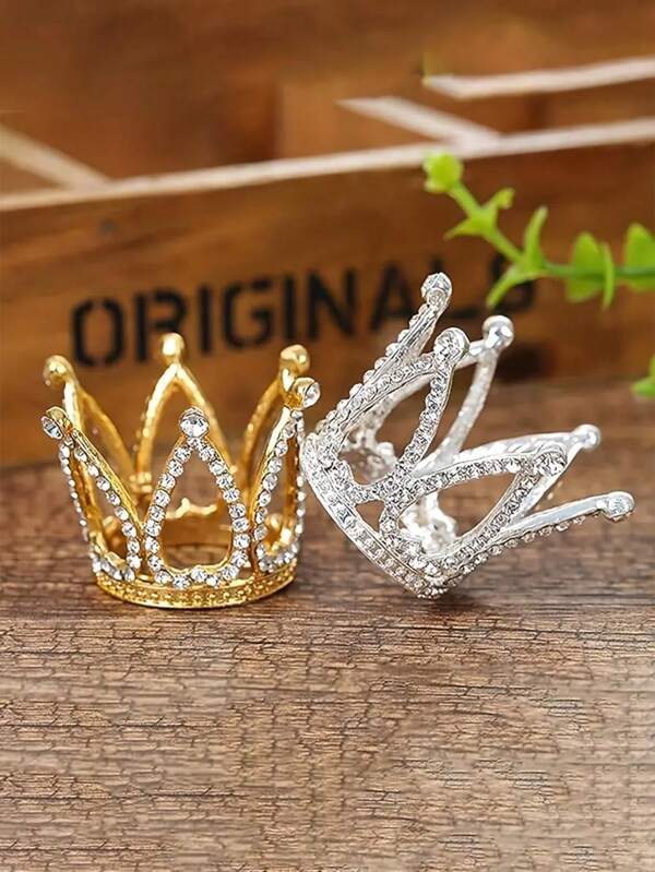 3pcs Mini Metal Crown Cake Toppers, Princess Tiara Cupcake Decorations For Women, Royal Themed Party Supplies For Wedding, Bridal Shower, Birthday, Christmas, Halloween, New Year, Valentine's Day - No Electricity Needed, Cake Decorating Supplies Back To School