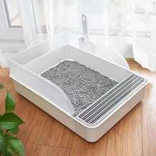 Extra Large Open Cat Litter Tray High Sided Deep Jumbo Rim Pan Box Loo Toilet UK - White - View 10