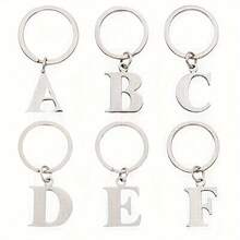 1 件男士不锈钢 A-Z 字母钥匙扣，26 个字母钥匙扣，适用于汽车钥匙汽车配件包魅力学校可爱哥特 Y2k - 銀色 - 查看 2