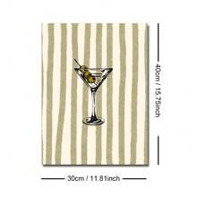 1 pezzo Stampa pittorica bohémien a strisce per bicchieri martini, cartellone da parete minimalista per bar, vino e carrello, arte vintage per sala da pranzo, soggiorno, ristorante, decorazione moderna per la casa