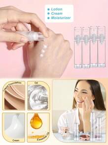 4-5pcs 10ml Airless Lotion Pump Bottles, Travel Size Cosmetic Containers For DIY Foundation, Cosmetics, Gel, Essence, Toner, Moisturizer, Refillable
