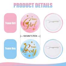 30pcs Gender Reveal Button Team Boy Girl Button Pins For Baby Shower Party Supplies Baby Shower Family Decorations Gifts - Multicolor - View 2