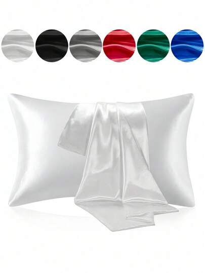 Luxurious Silky Soft Pillowcase - Breathable Skin-Friendly Cool Feel, Solid Color With Envelope Closure - Machine Washable Bedding Washed Silk Pillowcase Single Ice Silk Satin Silk Faux Silk Pillowcase Christmas Gift