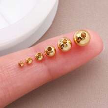 50/100pcs 18K Gold Plated Round Beads 2/2.5/3/4/5/6mm Long-Lasting Round Smooth Spacer Beads Seamless Loose Balls Mini Seed Beads For DIY Necklace Jewelry Making Supplies