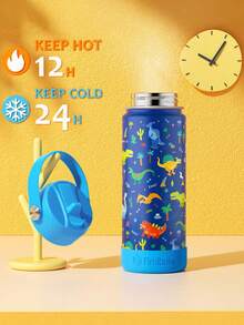 2 Packs Kids Insulated Water Bottle, 18oz Kids Cups With Straw Double Wall Vacuum Tumbler Stainless Steel Leak Proof Water Bottle Back To School - Dinosaur/Shark - View 4
