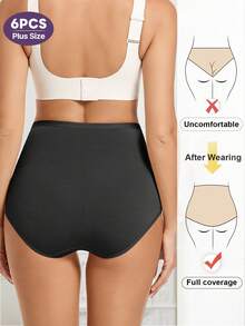Bộ 6 quần lót tam giác thoáng khí cạp cao ren chắp vá cỡ lớn cho nữ - Nhiều màu - Xem 4