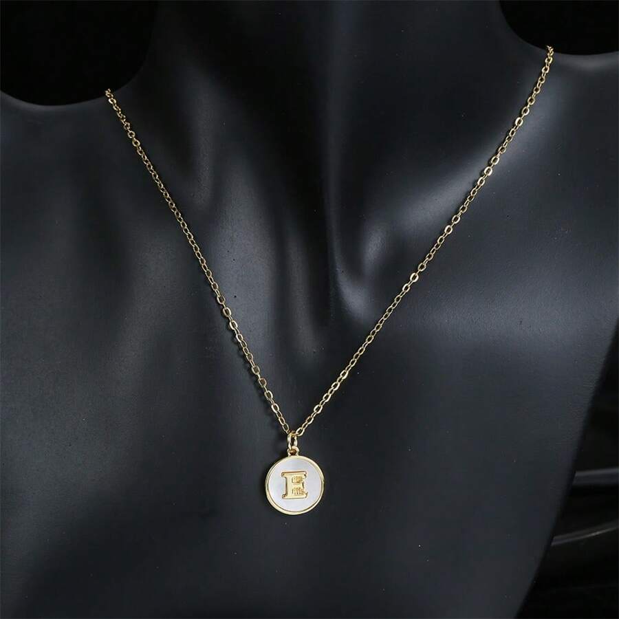 Initial Opal Letter Necklace Jewelry Gifts For Women, Gold Plated Alphabet Opal Pendant Necklace Round Disc Initial Necklace Engraved Letter Necklace With Adjustable Chain Pendant Enhancers For Women And Girls Fashion Style Jewelry