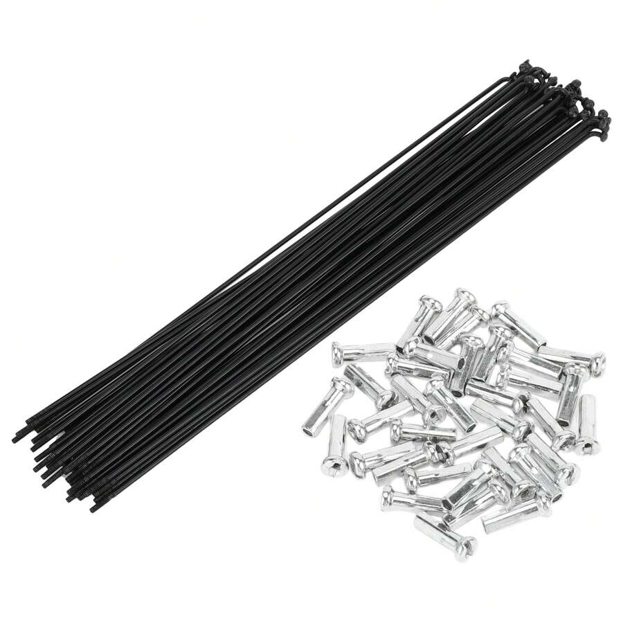 Bicycle Spokes Carbon Steel Bike Spoke With Nipples For Most Bicycle - 黑色 255mm 14G 36件碳鋼 - 查看 1