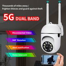 Telecamera WIFI 5G a doppia banda 1080P, monitoraggio TV a circuito chiuso audio, visione notturna a colori a 4x zoom, IP66 impermeabile, adatta per apparecchiature di sicurezza in magazzini interni ed esterni, app YI IOT