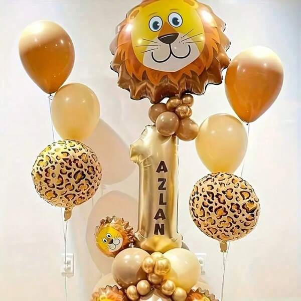 2 pièces Ballons en feuille d'aluminium imprimés léopard de 22 pouces, convenant pour les décorations de fête d'anniversaire et de thème d'animaux de la forêt