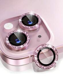 Strass Kameralinsen Schutzfolie Set kompatibel mit Apple 12/12 Mini/12 Pro/12 Pro Max, Apple13/13 Mini/13 Pro/13 Pro Max, Apple 11/11 Pro/11 Pro Max, Apple 14/14 Plus/14 Pro/14 Pro Max, Apple 15/15 Plus/15 Pro/15 Pro Max, eingelegt mit imitiertem Diamantenschmuck, gehärtetes Glas Schutzcover, bunte imitierte Diamanten - Babypink - Übersicht 12