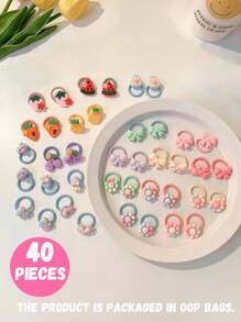 100 Peças/90 Peças/80 Peças/70 Peças/60 Peças/50 Peças/40 Peças/30 Peças/20 Peças/10 Peças/Conjunto Acessórios para Bebê Meninas Toddler, Anéis de Polegar de Princesa Cartoon de Cor Aleatória e Pequeno Elástico de Cabelo, Embalagem em Saco OPP