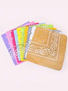 10/5pcs Polyester Cashew Flower Bandana, Unisex Hiphop Outdoor Cycling Headwrap Scarf, 52*52CM Large Handkerchief