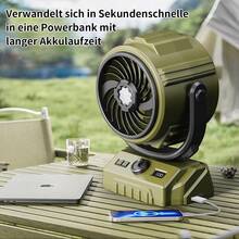 Camping Fan With LED Lantern USB Rechargeable Battery Powered Tent Fan Portable - Green - View 3