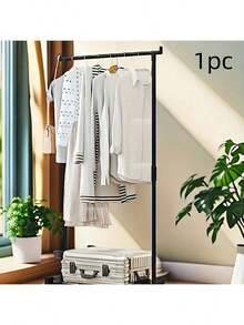 1pc Double Bar Rolling Clothesline, Multi-Layer Storage Clothes Rack, Bedroom Floor Standing Clothes Pants Shoes Hat All-In-One Rack, Lightweight Luxury Hanging Clothes Rack, Indoor Home Use Coat Rack, Retail Store Bedroom Clothes Hanger, Commercial Clothes Rack, Drying Rack - Black - View 6
