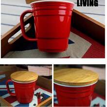 American Minimalist Ceramic Mug, Red Ceramic Mug, Creative Breakfast Cup With Spoon, Coffee Mug, Couple's Personalized Home Water Cup.