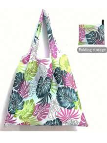 10pcs Reusable Foldable Polyester Shopping Bags With Fashionable Patterns, Suitable For High-Quality Shopping, Reusable Shopping Bags