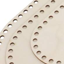 3pcs Oval Solid Crocheted Basket Bottoms, Wooden Basket Weaving Materials, Crochet Basket Bottoms, Suitable For Handcraft Weaving And Knitting