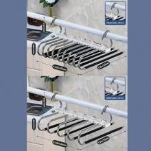 9 Layers Pants Hangers Space Saving, Magic Pants Hangers Space Saving, Multifunctional Pants Rack Stainless Steel Closet Organizer For Pants Jeans Leggings Trousers,Trousers Scarves Slack