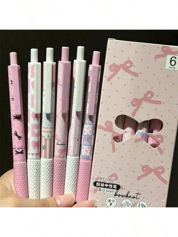 Sanrio Set de 6 bolígrafos de gel de punta fina de 0.5 mm con diseños de Hello Kitty/Kuromi/Melody/Cinnamoroll, de secado rápido, escritura suave, adecuados para oficina y útiles escolares, adolescentes, adultos, hogar, oficina, familia, educación, aula y exámenes finales