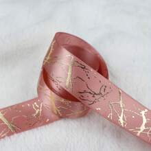 5 Yards 25mm Gift Ribbon Satin Marble Crack Pattern Golden Foil Printed Ribbon For Gift Wrapping Christmas Wedding Decor DIY Hair Bows Ribbon