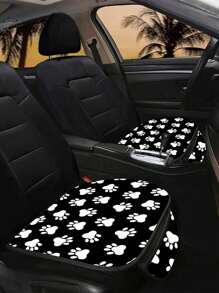 3pcs/Set Distinctive Black & White Dog Paw Print Car Seat Covers, Front & Rear Seat Protector Sets, Car Interior Accessories