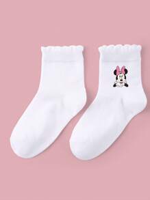Disney 5 pares de calcetines deportivos para niños/niñas para primavera/verano, con decoración de ratón de dibujos animados, fashionables, suaves, transpirables, absorben la humedad, adecuados para estudiantes, uso diario, regalos, viajes