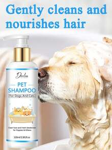 100毫升宠物香波，用于清洁头部并消除全身异味。猫狗通用香波